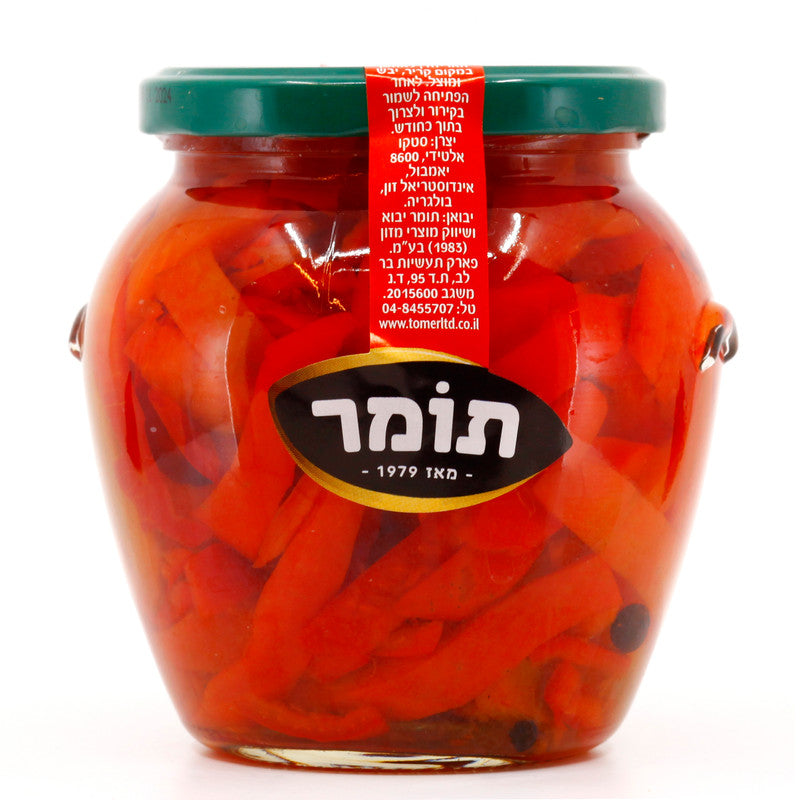 רצועות פלפלים אדומים מוחמצים, 520 גרם