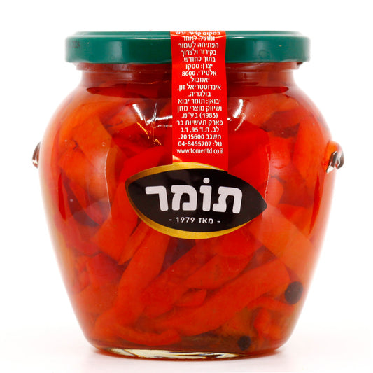 רצועות פלפלים אדומים מוחמצים, 520 גרם