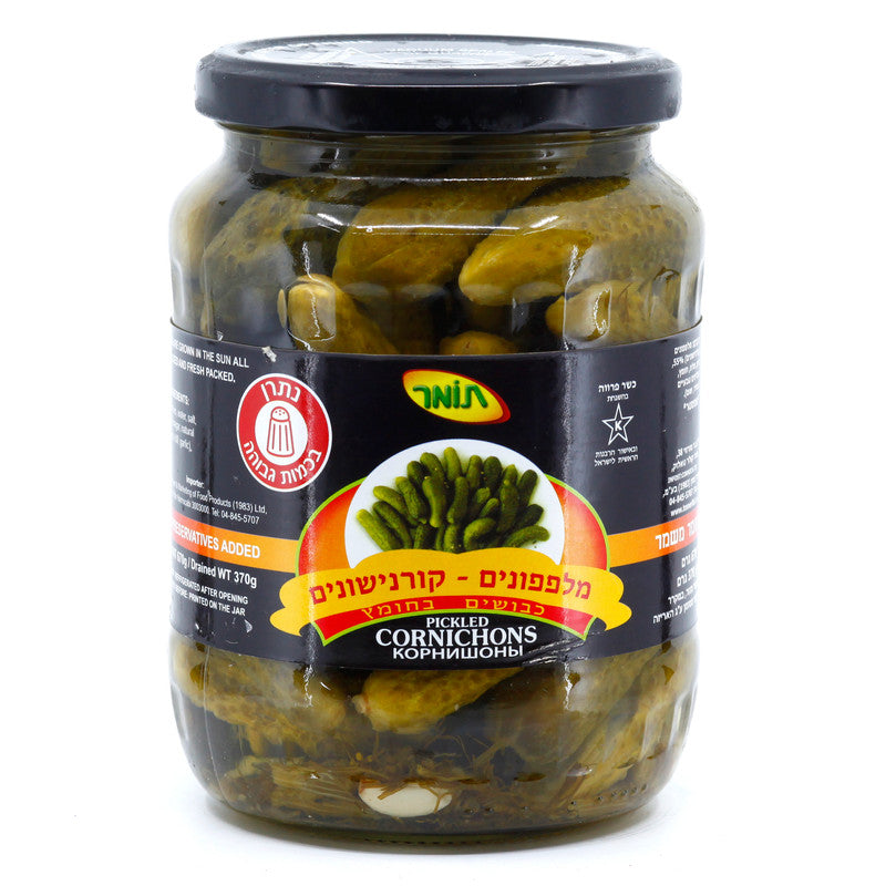 מלפפונים (קורנישונים) כבושים מיני בחומץ קלאסי, 670 גרם