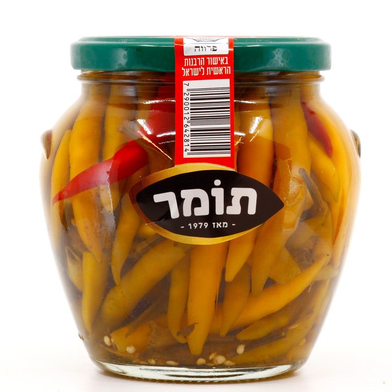 פלפלים מעורבים כבושים, חריף, 530 גרם