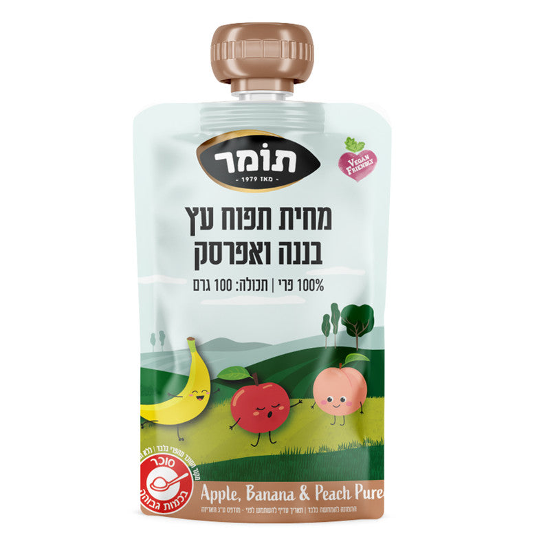 סקוויז מחית תפוח עץ , בננה ואפרסק 100%
