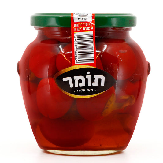 פלפלוני פעמון אדומים כבושים, חריף, 530 גרם