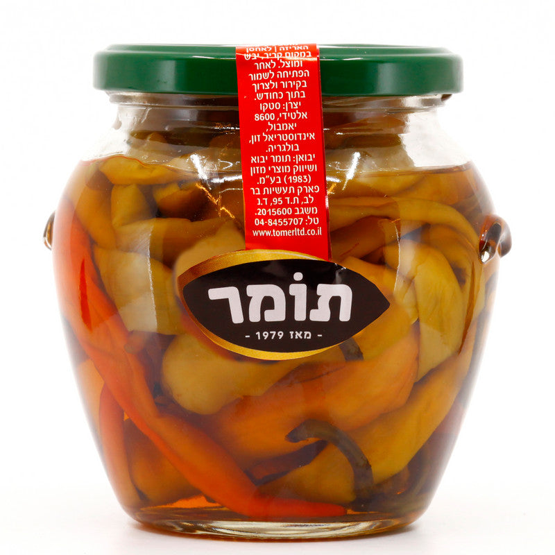 פלפלים ירוקים שלמים בחומץ, חריפות עדינה, 450 גרם